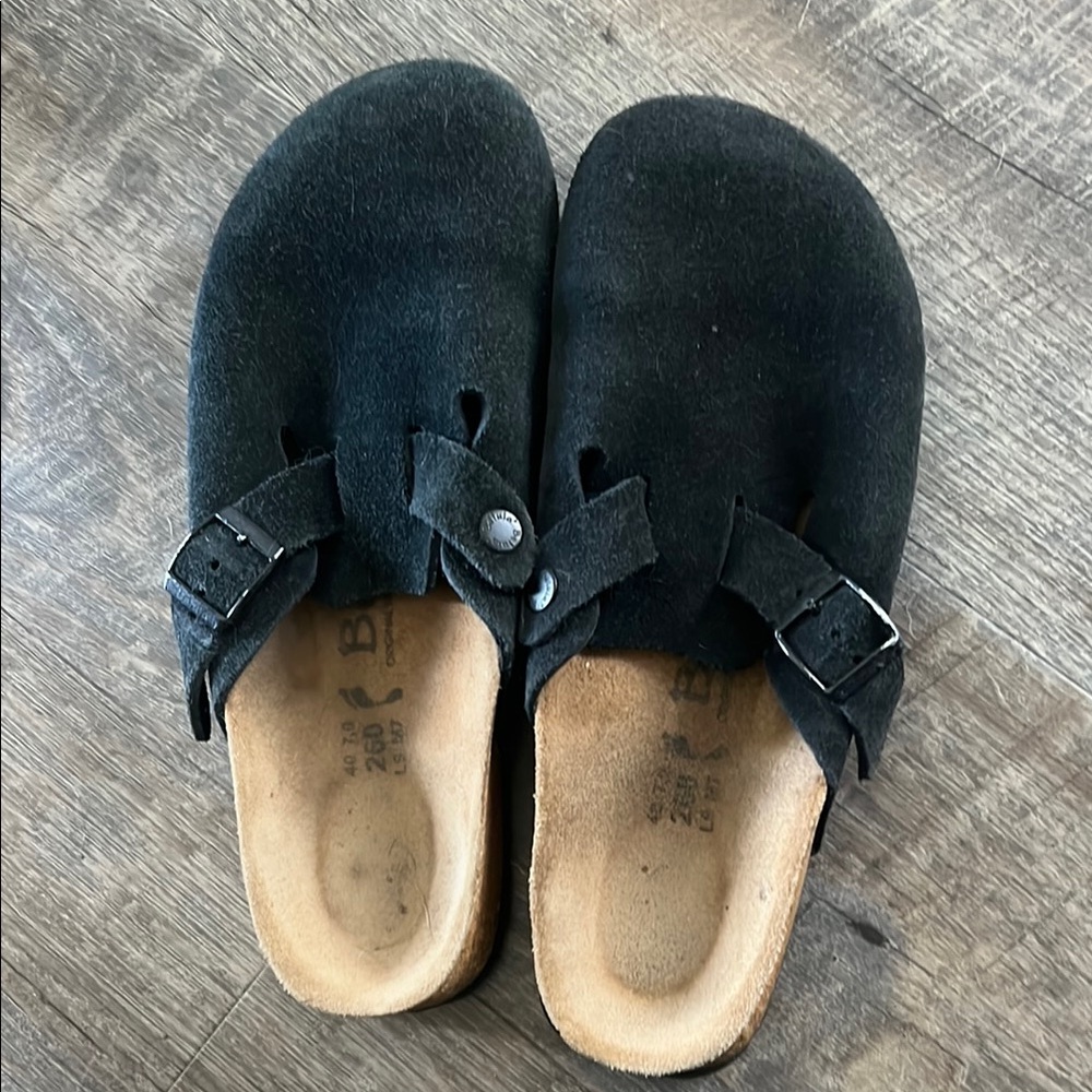 Betula Birkenstock Boston Mule Clog Black Suede 40 EU 9/9.5 US